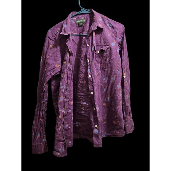 Eddie Bauer Women's Long Sleeve Button Up Shirt Floral Purple Large - Picture 3 of 6